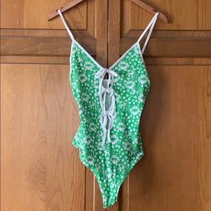 Green Cut-Out Bodysuit